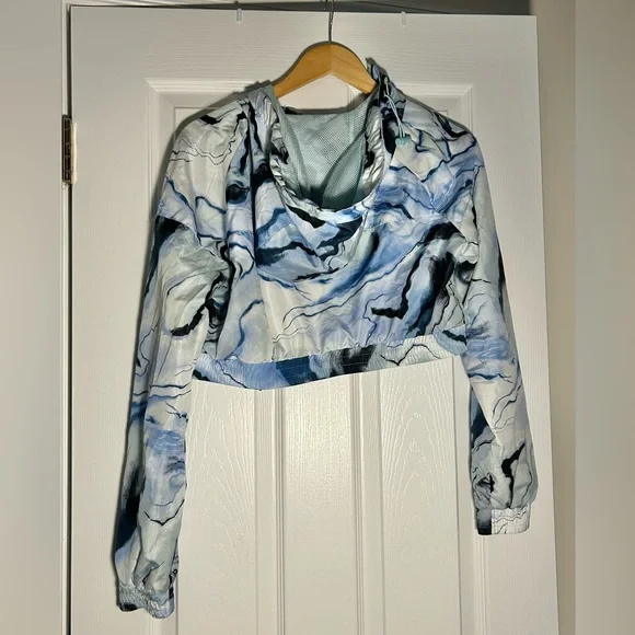 Blue marble cropped athletic jacket - Picture 2 of 2